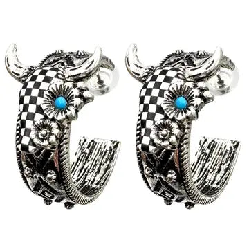 Checkered Hoop Earrings