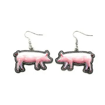 3D Pig Dangle Earrings
