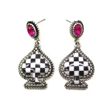 Checker Spade Dangle Earrings