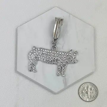 Rhinestone Pig Pendant