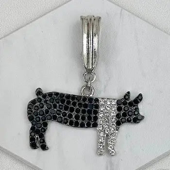 Black Rhinestone Pig Pendant