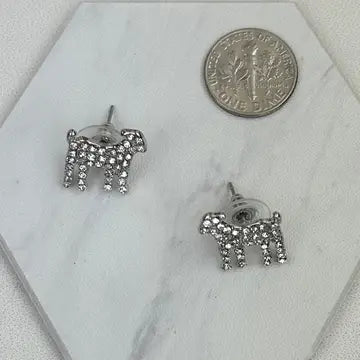 Rhinestone Goat Stud Earrings