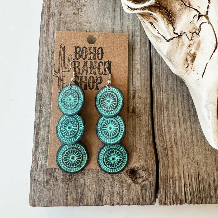 3 Tier Concho Dangle Earrings