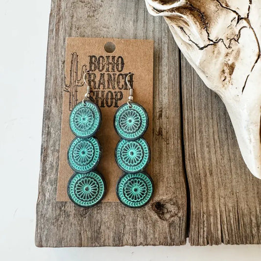 3 Tier Concho Dangle Earrings