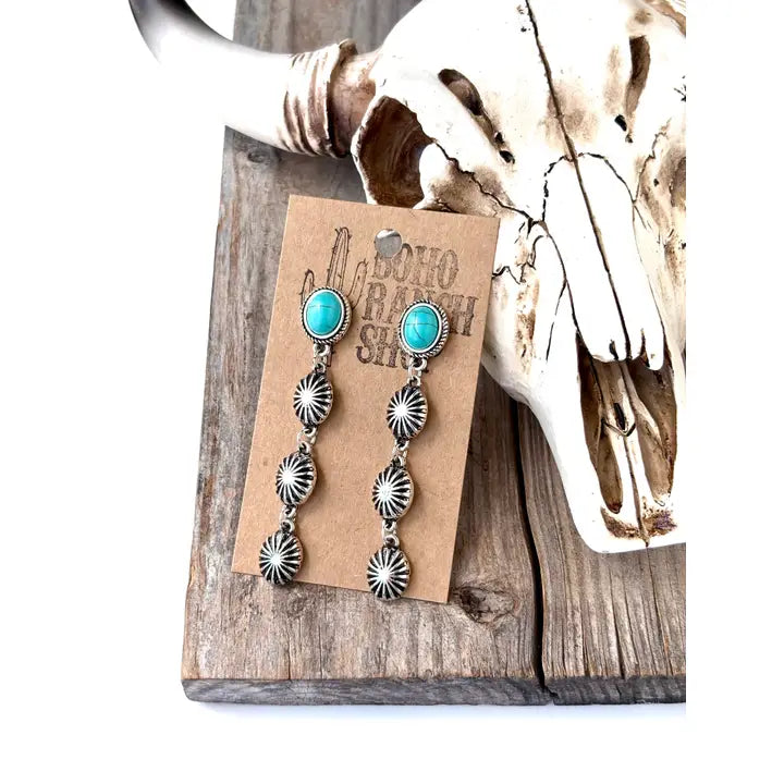 Turquoise 4 Tier Oval Drop Earrings