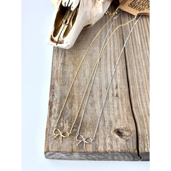 Western Dainty Gold Bow Necklace