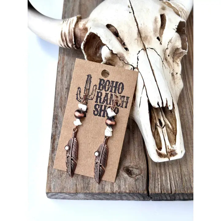 Copper Western Feather Earrings