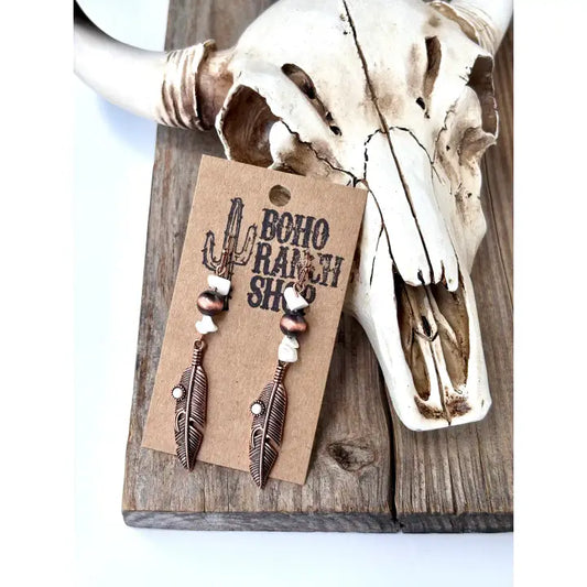 Copper Western Feather Earrings