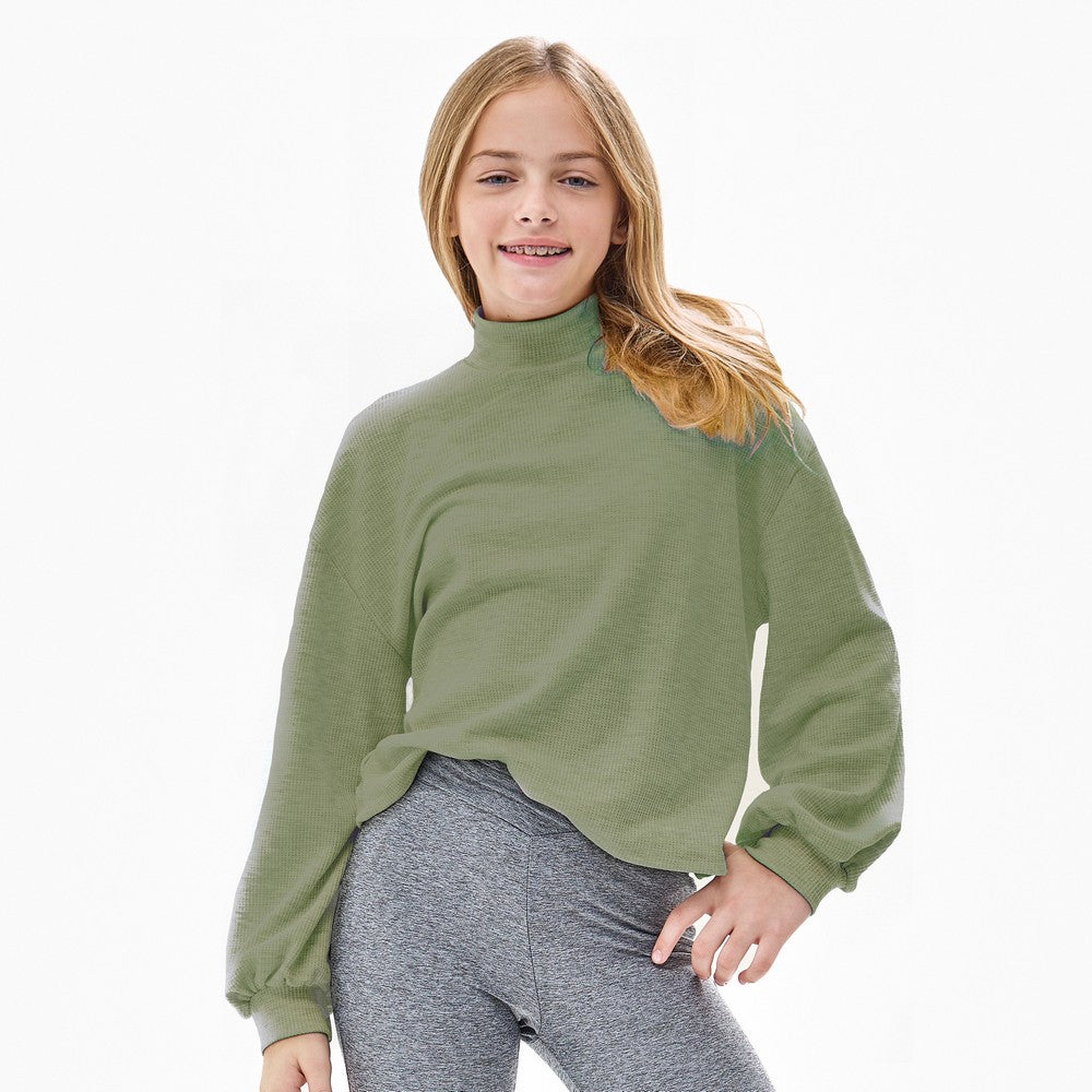 Thermal Knit Mock Neck Kids Sweater