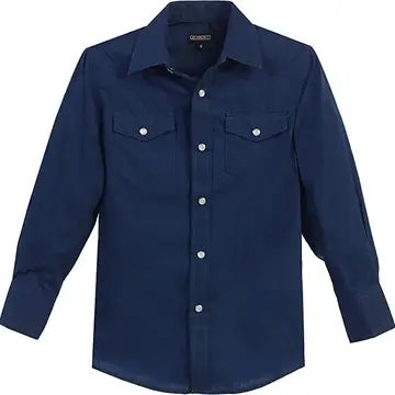 Navy Pearl Snap Long Sleeve Shirt