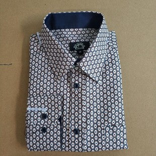 Boy's Navy Long Sleeve Button Down