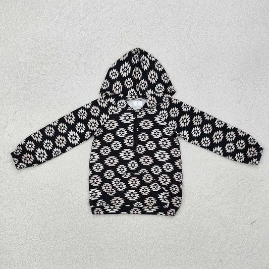 Kids Black and White Aztec Hoodie