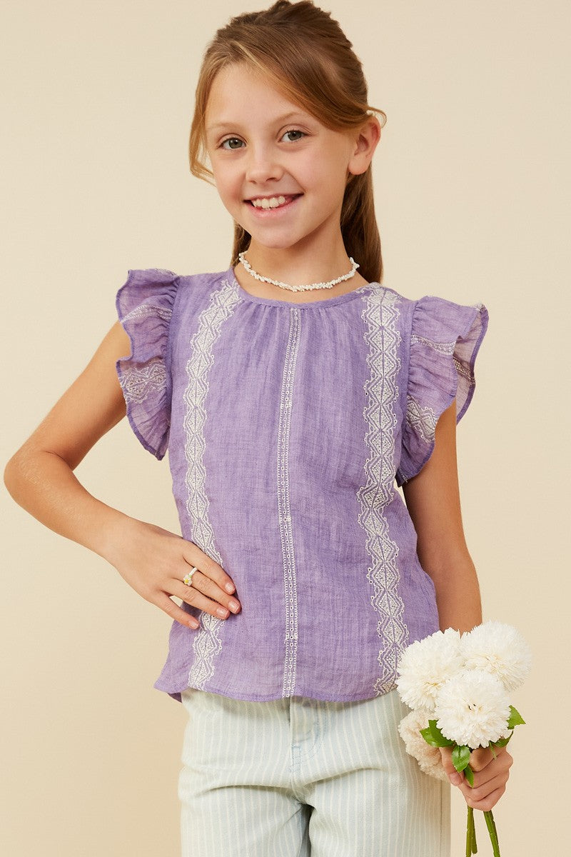 Girls Lavender Ruffle Tank Top