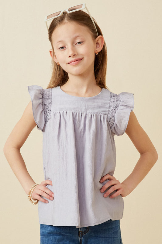 Girls Lavender Ruffle Top