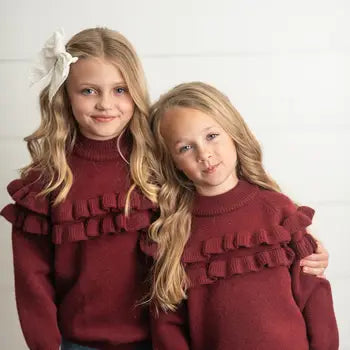 Kids Ruffle Wine Sweater