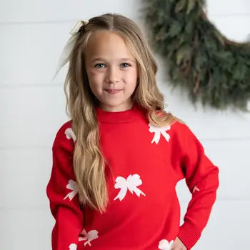 Kids Red Bow Sweater