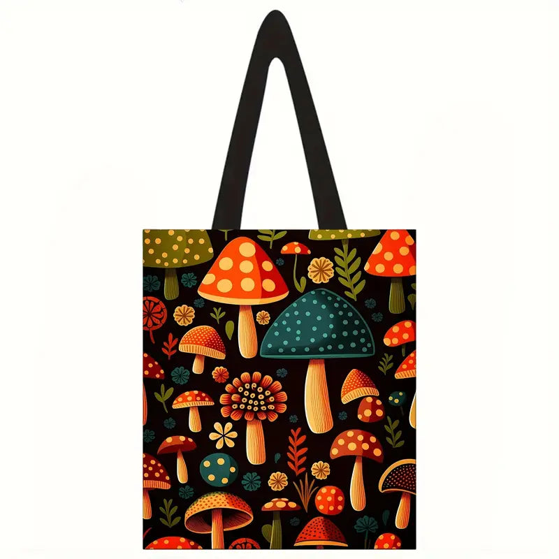 Mushroom Print Canvas Bag