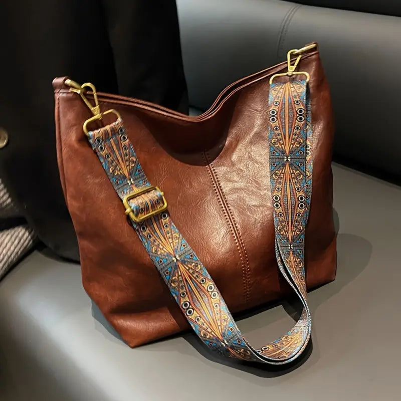 Leather Bag with Aztec Strap