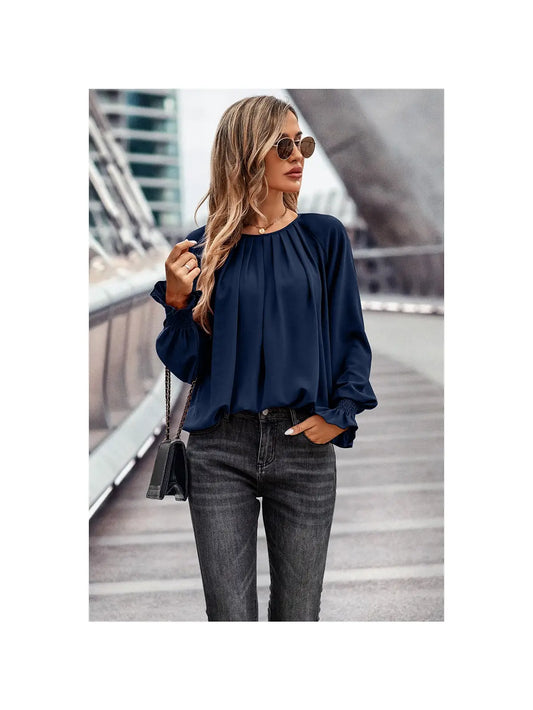 Navy Ruched Top