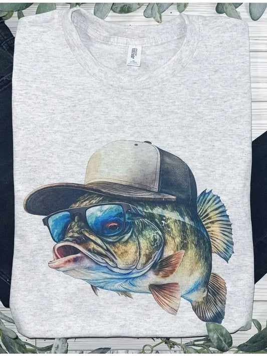 Bass Fish with Hat T-shirt