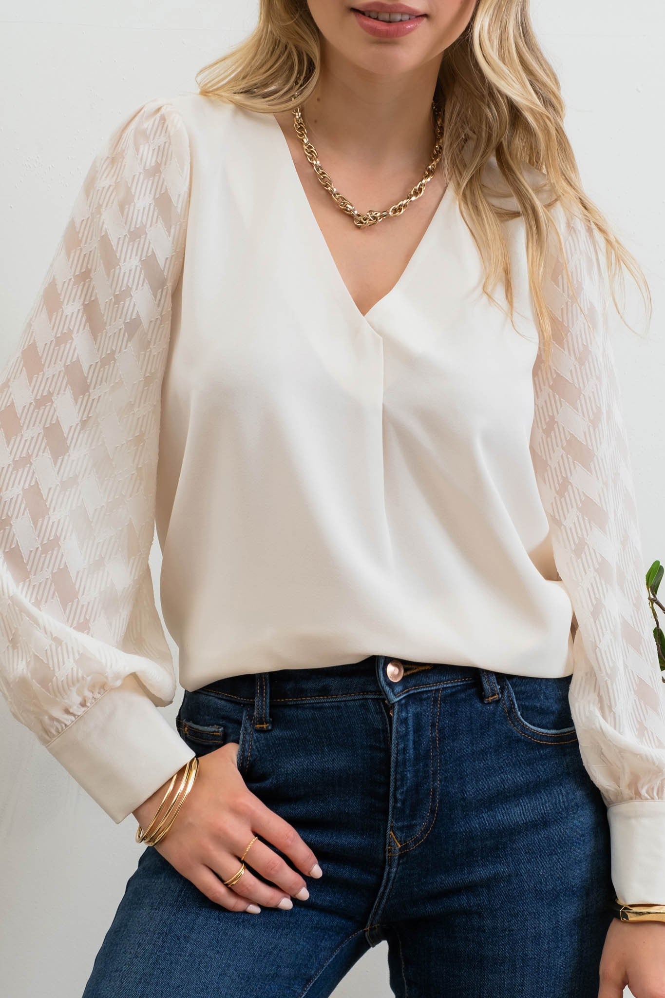 Back Buttoned Long Sleeve Blouse