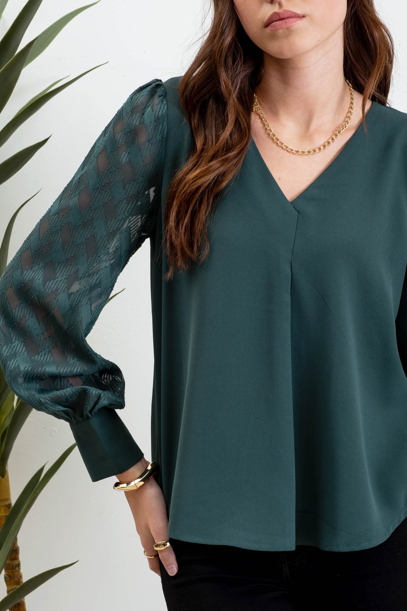 Back Buttoned Long Sleeve Blouse