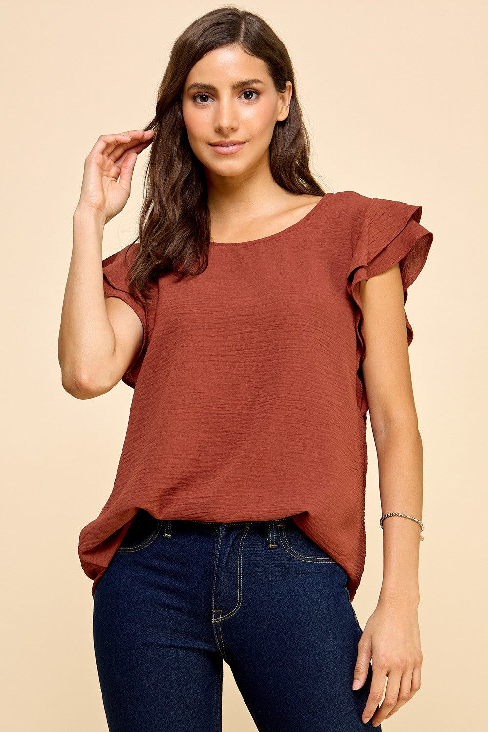 Short Sleeve Ruffled Top