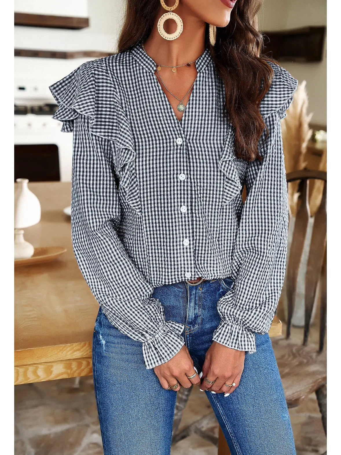 Plaid Long Sleeve Top