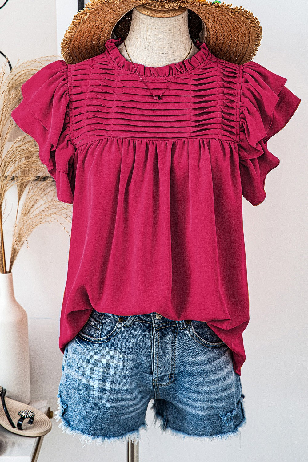 Solid Smocked Blouse