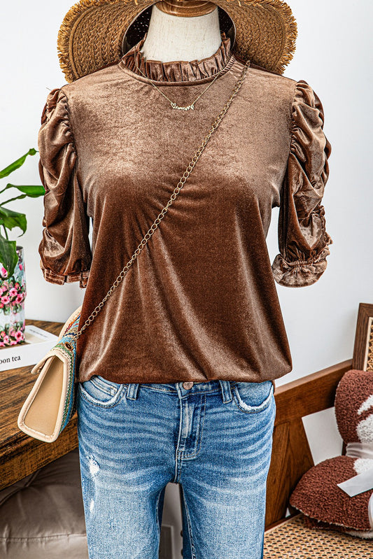 Camel Velvet Top