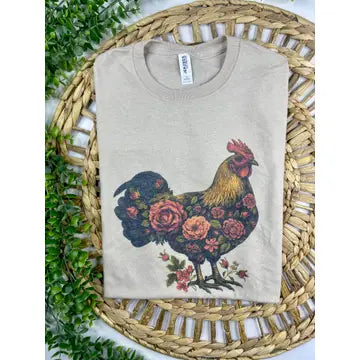 Floral Chicken Tee