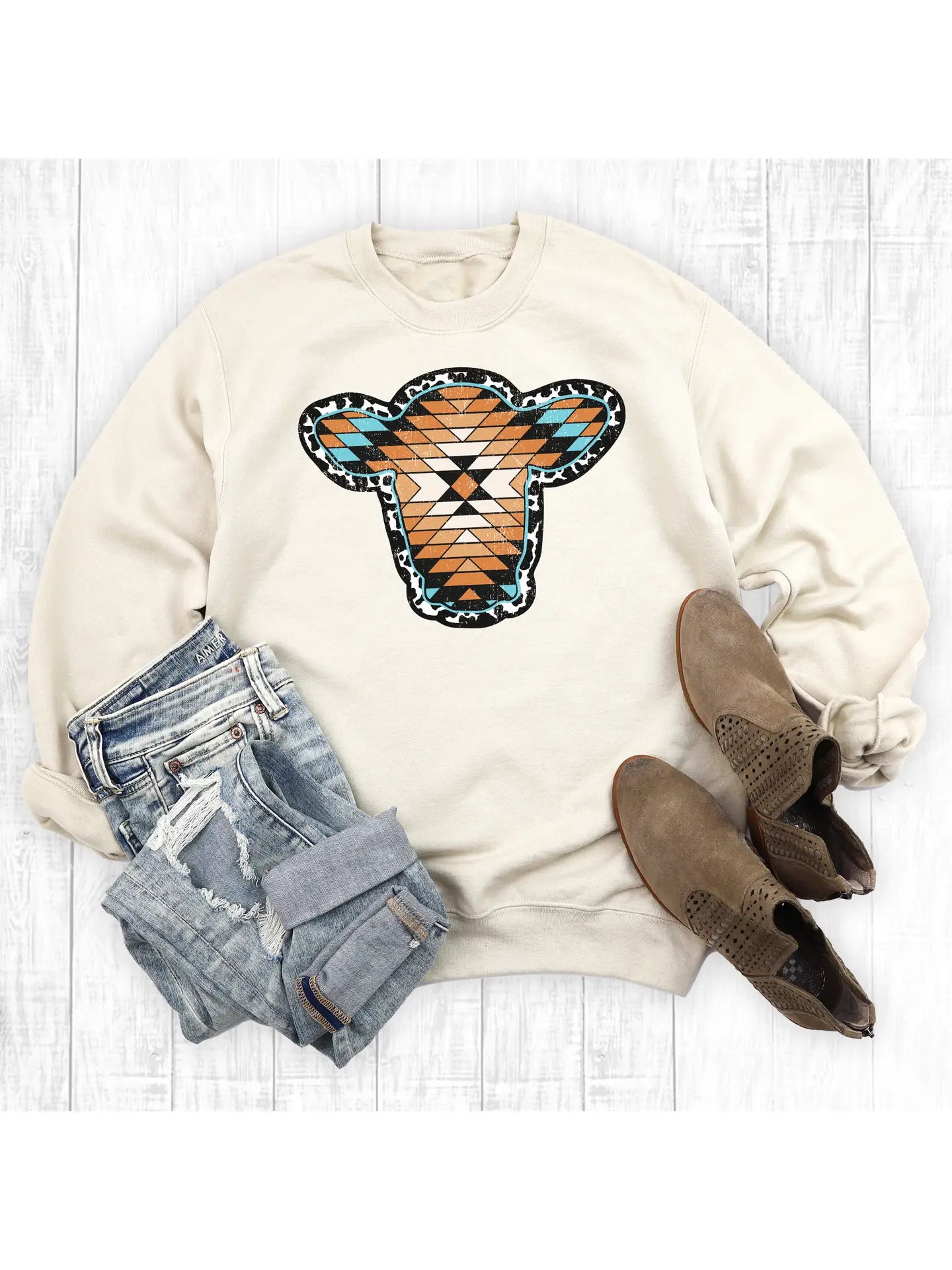 Aztec Cow Head Sweatshirt