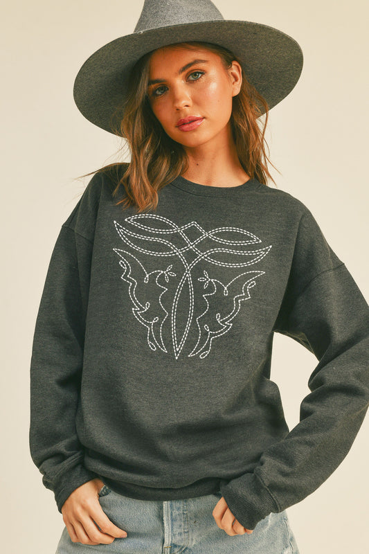 Western Boot Stitch Graphic Sweatshirt