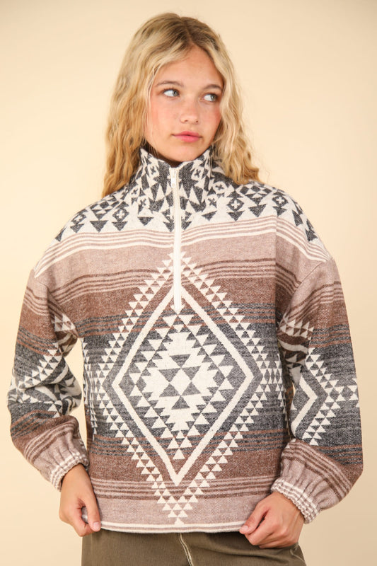 Printed Aztec Pullover Top