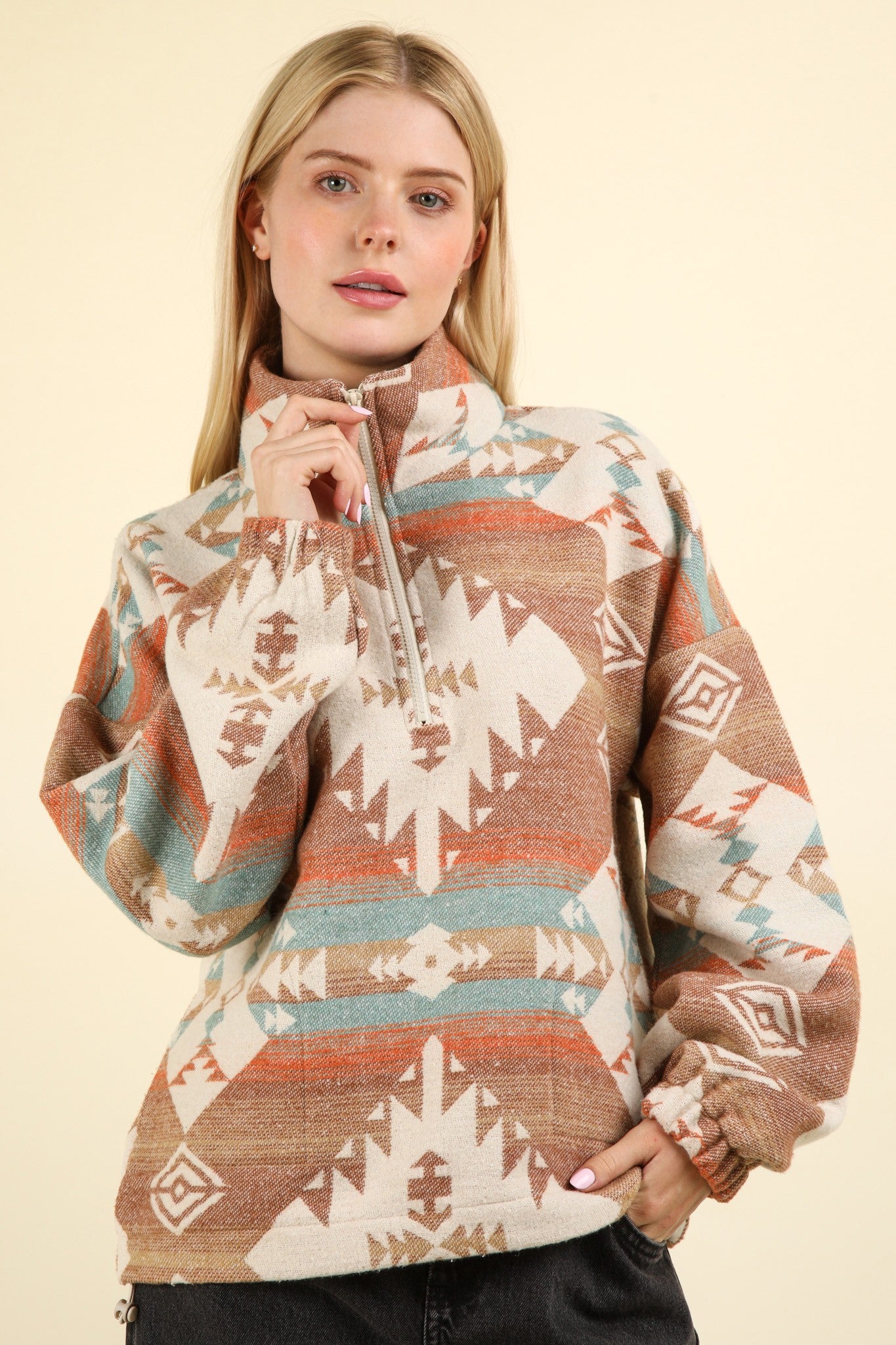 Printed Aztec Pullover Top