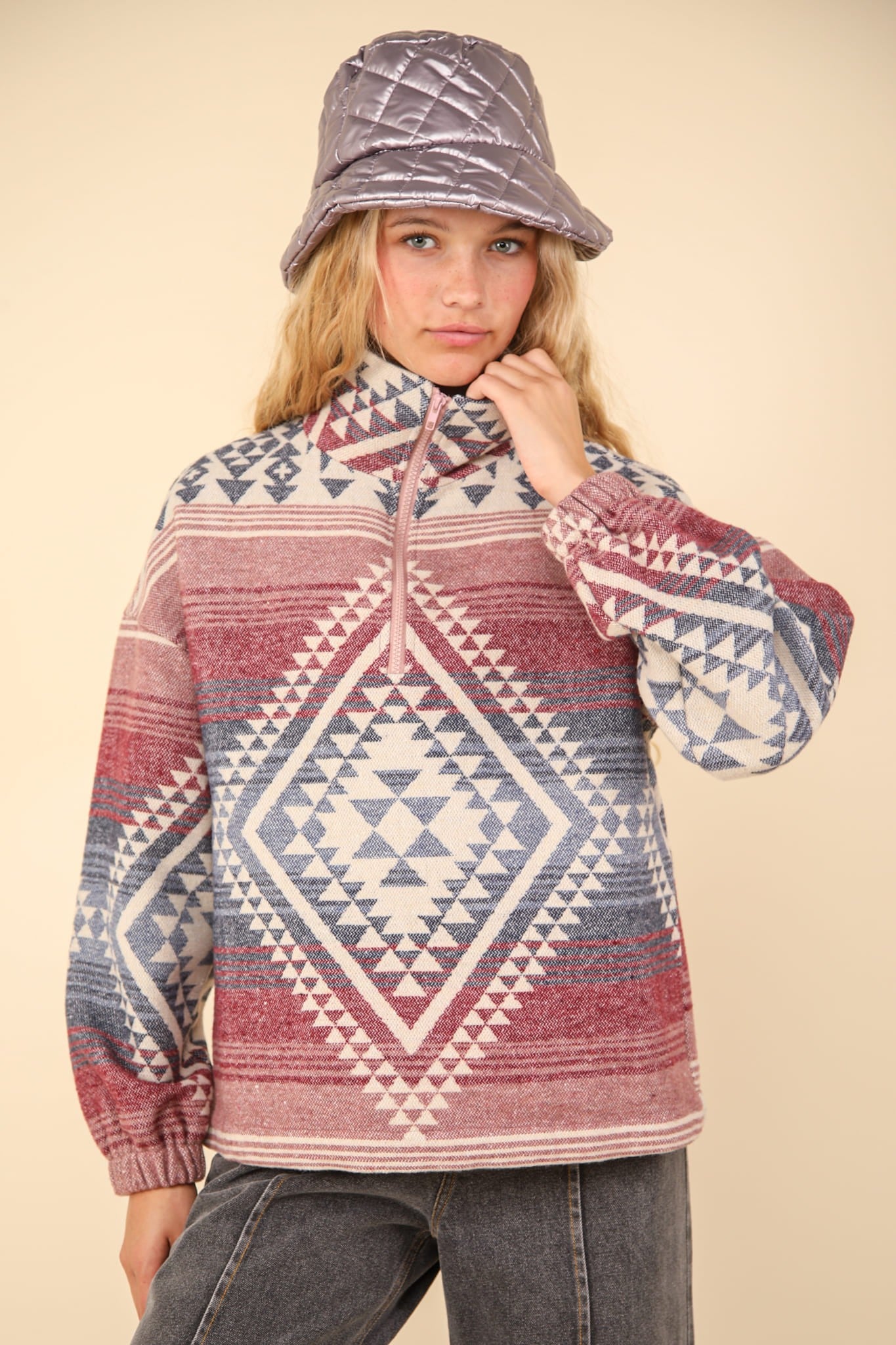 Printed Aztec Pullover Top