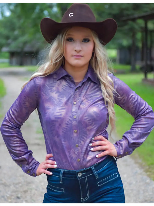 Jersey Shimmer Button Up