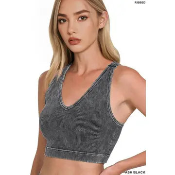 Ribbed Racerback Tank Top with Bra Pads