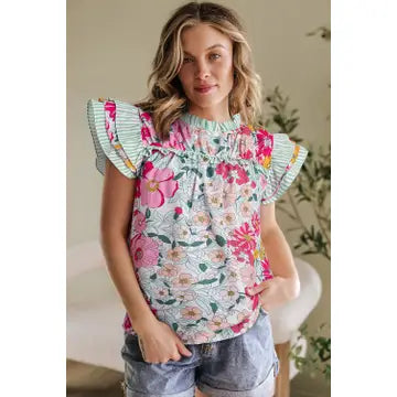 Floral Short Sleeve Blouse