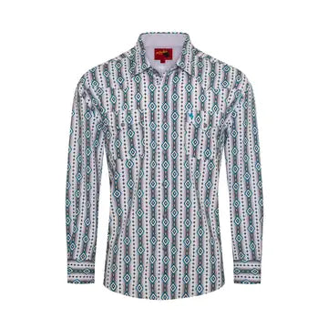 Men's Western Pearl Snap Aztec Long Sleeve Shirt