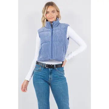 Sherpa Lined Corduroy Puffer Vest