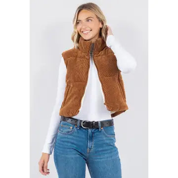 Sherpa Lined Corduroy Puffer Vest