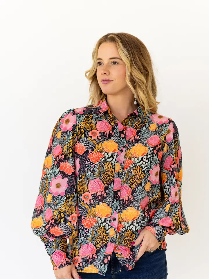 The Petal Punch Button Down Blouse