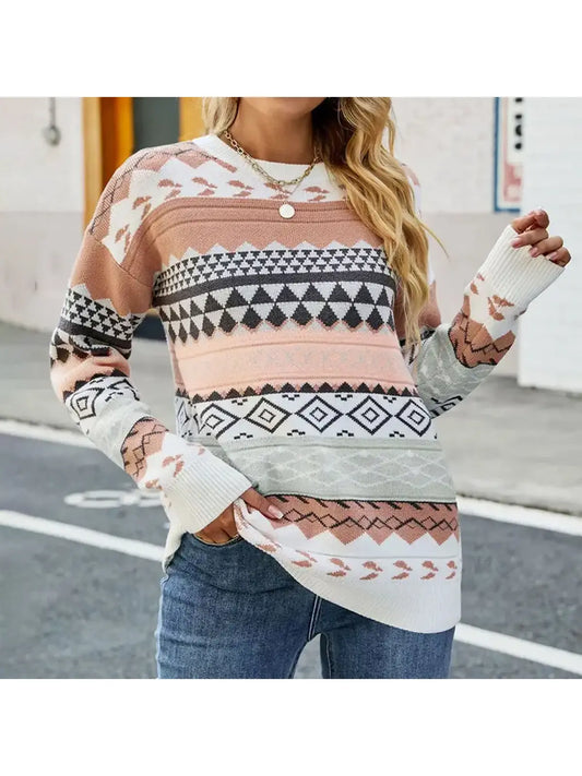 Bohemian Print Knit Sweater