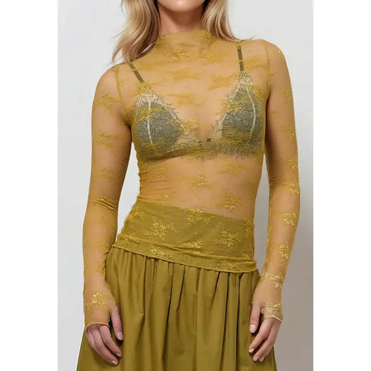 Mustard Lace Top