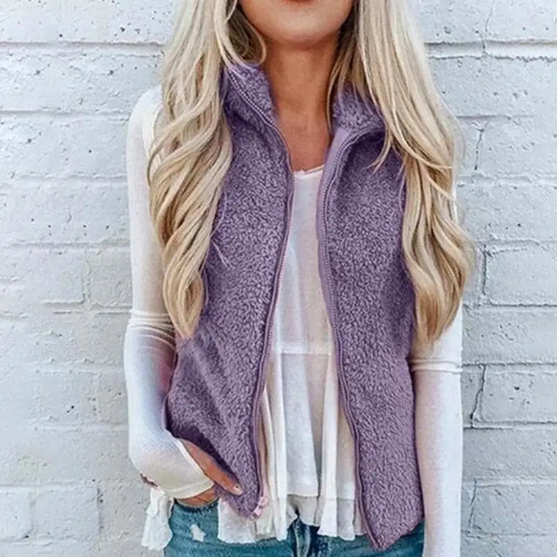Purple Plush Zip Up Vest