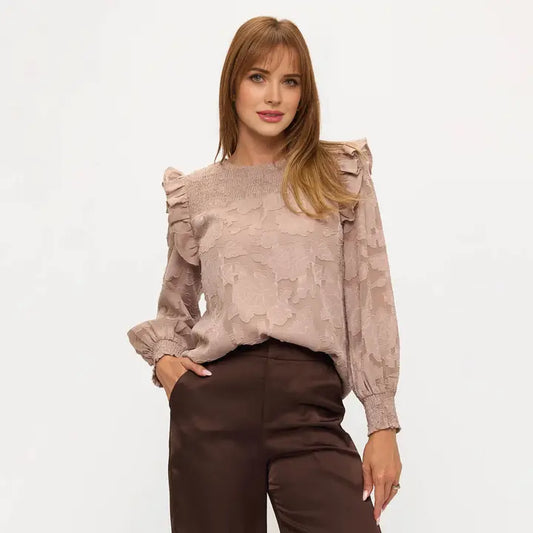 Floral Textured Smocked Blouse