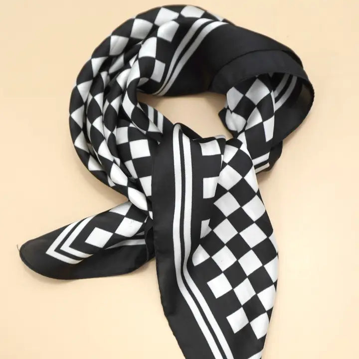 Checker Print Bandana Scarf