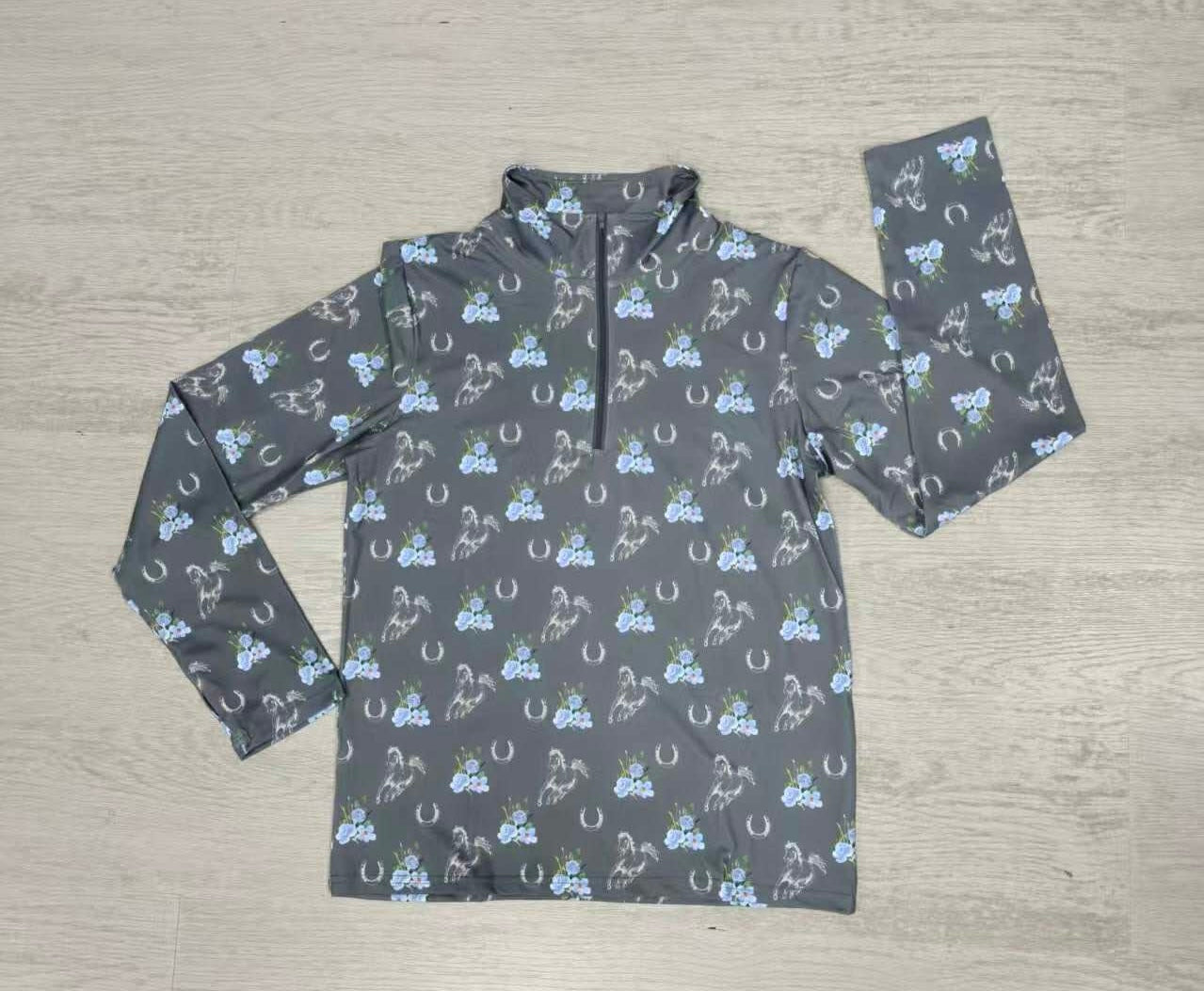 Kids Giddy Up in Grey 1/4 Zip