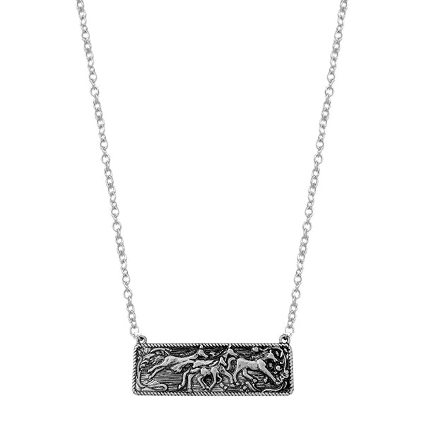 Silver Horse Bar Necklace